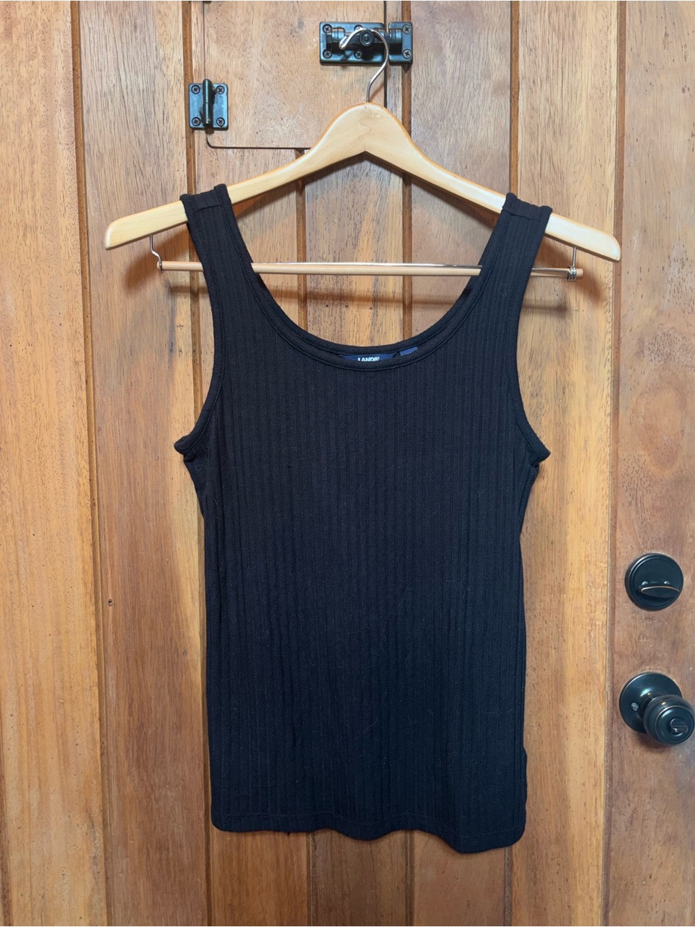 Lands’ End Classic Black Ribbed Tank Top
